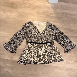 Nine & Co. Black and Cream Blouse